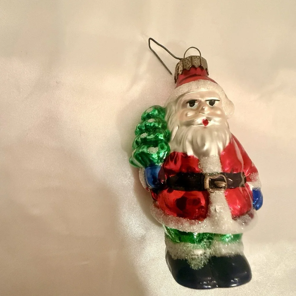Inge Glass Santa Old‎ World Christmas Hand Painted Vintage Made In Germany.